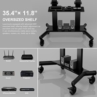 Troli TV Mobile Modern dengan Roda Terkunci dari Baja Paduan, Cocok untuk TV 60-120 Inch, Kapasitas 300 Lbs, Ketinggian Dapat Disesuaikan, Dilengkapi Pengatur Kabel