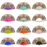 Éventail publicitaire Kung Fu fait main, personnalisé en usine, 23 cm, en polyester avec design en plastique, idéal pour les événements transfrontaliers – Meilleure vente