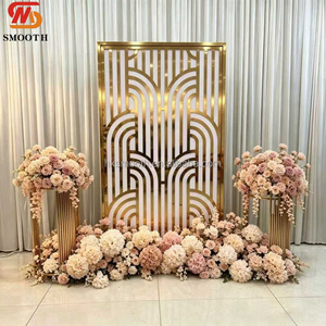 SMOOTH <b>Mirror</b> Gold Stainless Steel Carved Backdrop Luxury Wedding Entrance Decor Freestanding Geometric <b>Arch</b> - Product Image 1
