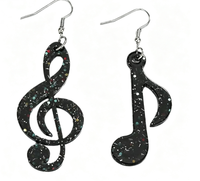 Boucles d'oreilles pendantes en acrylique motif note de musique, style dessin animé, tendance, bijoux faits à la main pour femmes, pour usage quotidien
