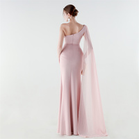 33703-S #   Nouvelle Robe de Soirée 2026 en Satin et Mousseline, Asymétrique, Coupe Sirène, Fente Haute, Grande Taille pour Femmes Rondes