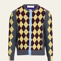 Pull pour homme rétro bicolore en tricot d'hiver avec motif Argyle, logo personnalisé, conception ODM
