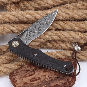 Couteau de poche pliant Hongrui 2026, vente en gros, manche en bois d'ébène, lame en acier Damas, pour camping et chasse en extérieur - Product Image 4