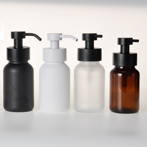 Bouteilles de savon moussant en <span class=keywords><strong>verre</strong></span> blanc de 200 ml et 250 ml avec pompes à mousse en acier inoxydable noir - Product Image 4