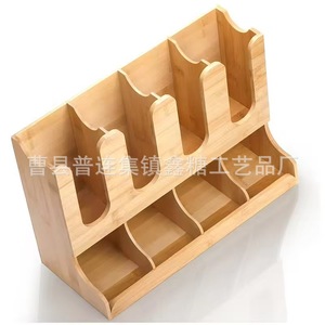Cross-border bamboo paper cup storage rack, office <b>desktop</b> wooden <b>shelf</b>, wooden coffee paper cup and tea cup storage rack - Product Image 2