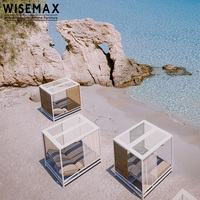 WISEMAX FURNITURE Chaise longue de piscine moderne en teck et aluminium pour hôtel, villa, resort, jardin, plage