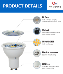 Bombilla GU10 de 5W, 500-550LM, Regulable, Foco SMD, Plástico y Aluminio, CRI 80, AC 220V 230V, 3500K 5000K, ETL CE, 15000H - Product Image 3