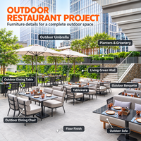 Ensemble de table et chaises de restaurant d'extérieur J2S, sièges rembourrés, chaises à cadre, mobilier pour projets de design hôtelier