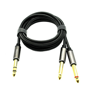 Alta calidad 6,35mm <span class=keywords><strong>1</strong></span>/<span class=keywords><strong>4</strong></span> pulgadas TRS macho Dual 6,35mm <span class=keywords><strong>1</strong></span>/<span class=keywords><strong>4</strong></span> pulgadas TS macho Mono Breakout <span class=keywords><strong>Cable</strong></span> chapado en oro estéreo Y <span class=keywords><strong>Cable</strong></span> - Product Image 2