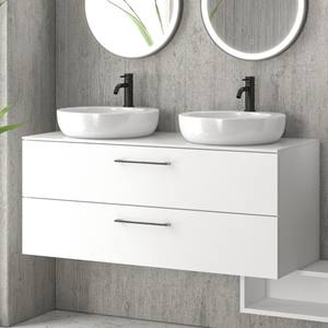 Kamalu-Mueble de pie de 120cm con 2 cajones y encimera de madera maciza para lavabo, tocador de baño de cm - Product Image 1