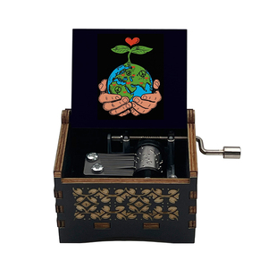 Qué maravilloso mundo caja de música con manivela de madera 18 notas melodía especial lindo recuerdo para amigos familia regalos de navidad - Product Image 1