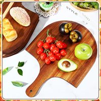 Pelle et assiette à pizza en acacia écologiques, fabriquées sur mesure et en gros, revêtues d'huile, adaptées à la découpe des légumes