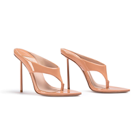 Sandales à talons hauts pour femmes, couleur beige, en PU, avec talon métallique à pointes, collection 2026