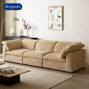 Sofá Seccional Modular de Lujo Moderno, Tela Beige, Diseño de Sofá Nube de 3 Plazas, Patas de Madera, Relleno de Esponja - Product Image 4