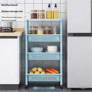 Meuble <span class=keywords><strong>de</strong></span> <span class=keywords><strong>rangement</strong></span> multifonctionnel mince et étroit sur <span class=keywords><strong>roulettes</strong></span>, non pliable, en <span class=keywords><strong>plastique</strong></span>, pour salle <span class=keywords><strong>de</strong></span> bain et buanderie - Product Image 5