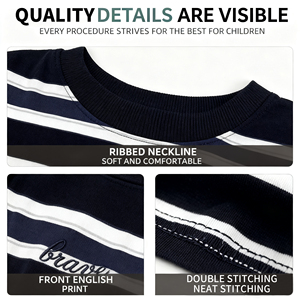 <span class=keywords><strong>T</strong></span>-<span class=keywords><strong>shirt</strong></span> décontracté à manches longues de style coréen pour garçon avec rayures contrastées Washed Technics - Product Image 5