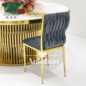 Salón de Bodas de Oro de acero inoxidable de terciopelo tejido tapizar Silla de moda para restaurante - Product Image 4