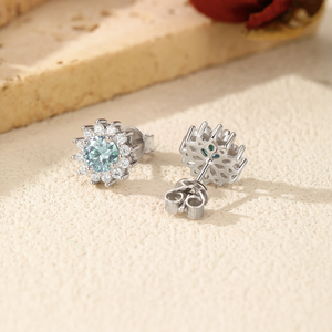 Exquisite S925 Sterling Silver 1CT Moissanite Halo <b>Earrings</b> Exquisite Sun <b>Studs</b> <b>Earrings</b> for Women Fine Jewelry Accessories - Product Image 5