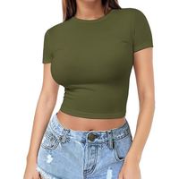 IStapromo Gifts T-shirt court pour femme, pull d'été, haut fin à col rond en soie de lait à manches courtes