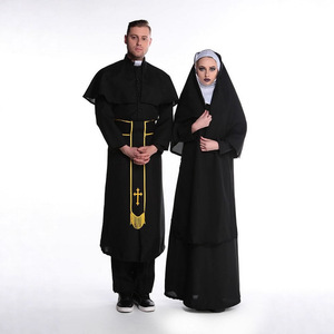 Set Costume da <span class=keywords><strong>Prete</strong></span> per Uomo e da Suora per Donna, Abbigliamento Religioso <span class=keywords><strong>Nero</strong></span> per Halloween, Costume Unisex per Adulti per Cosplay e Spettacoli - Product Image 6