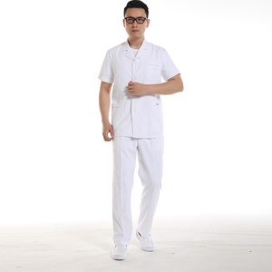 Consegna veloce <span class=keywords><strong>100</strong></span>% Manica Corta In <span class=keywords><strong>Cotone</strong></span> <span class=keywords><strong>Bianco</strong></span> Medico Abito Camici da laboratorio Medico Ospedale Personale Scrubs Medico Uniforme Top - Product Image 4