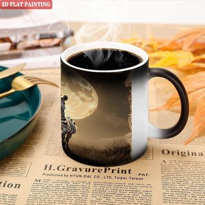 Taza de Cerámica de Boca Redonda Lisa de 11 oz, Taza Mágica que Cambia de Color con el Calor - Product Image 5