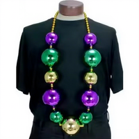 Perles géantes de Mardi Gras noires, violettes et dorées, grandes perles adaptées aux décorations de fête de carnaval