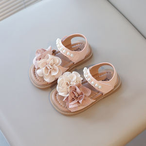 קיץ סנדלי ילדים אלגנטיים אלגנטיים ונוחים לילדות ללא החלקה רך עדין פרחי פנינה סנדלי נסיכות מתוקים לילדים - Product Image 6