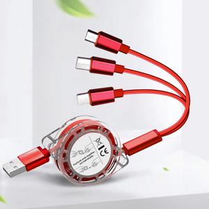 Cable USB Retráctil 3 en 1, Cargador de Carga Rápida de 10 W, Cable de Datos Portátil con Logotipo Personalizado para Dispositivos Móviles - Product Image 1