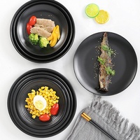 Assiette ronde en mélamine noire de 10,5 pouces pour restaurant japonais de sushis