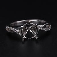Chinesische Goldschmuckfabrik 9K 10K 14K 18K Massivgold Maßgefertigter Blanko-Ring Halbfertiger Ring für 8,5mm 2,5CT Steinfassung