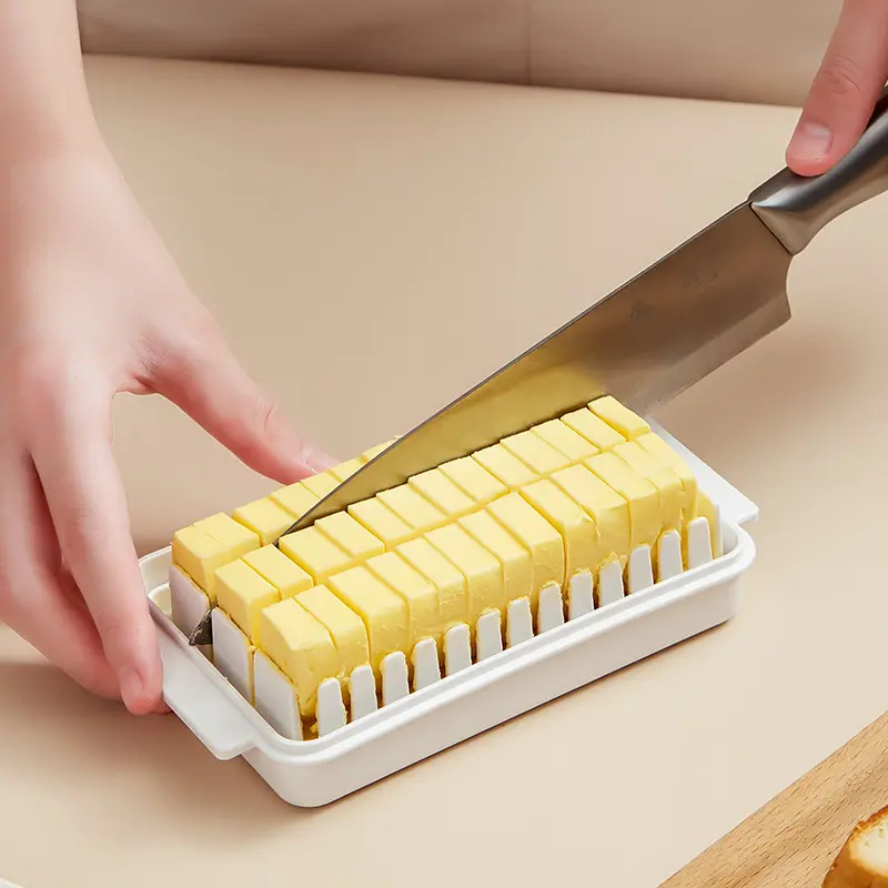Plastik kare gıda saklama kabı tereyağı tabağı peynir bölme kesme kutuları ekmek pasta sebzelik ambalaj pişirme araçları