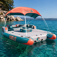 Plateforme aquatique gonflable spacieuse avec abri pare-soleil, radeau flottant pour marinas et maisons de vacances
