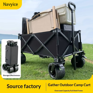 Children's Outdoor Camping <b>Foldable</b> 4-Wheel Double Brakes Reclining Stroller Picnic <b>Cart</b> Mobile <b>Cart</b> Black - Product Image 2
