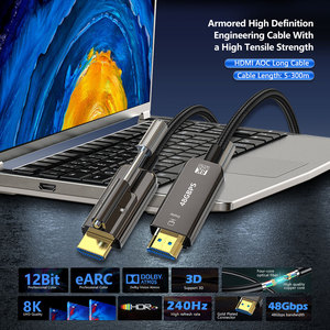 Câble optique actif HDMI 2.1 8K personnalisé, blindé, 48G 8K60Hz, <span class=keywords><strong>fixation</strong></span> par vis, câble HDMI en fibre pour l'ingénierie industrielle OEM ODM - Product Image 2