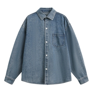 2025 nuova camicia in Denim retrò da uomo-manica lunga originale in pelle di mucca e Design giapponese oversize - Product Image 6