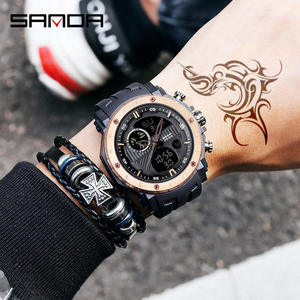 Montre numérique à quartz pour homme Sanda 6012, sportive, double affichage, date, semaine, étanche, montre-bracelet électronique pour hommes, Relojes - Product Image 4