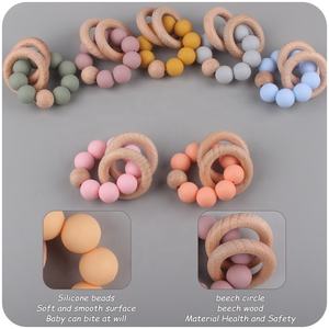 Nedeins pour bébé, <span class=keywords><strong>anneau</strong></span> <span class=keywords><strong>de</strong></span> <span class=keywords><strong>dentition</strong></span> en bois, perles en Silicone, jouets <span class=keywords><strong>de</strong></span> <span class=keywords><strong>dentition</strong></span> pour bébé - Product Image 3