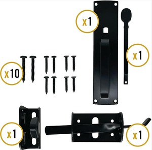 Kit de <span class=keywords><strong>loquet</strong></span> à pêne dormant haute sécurité, serrure de portail robuste avec poignée pour portails en bois/métal, finition noire - Product Image 1