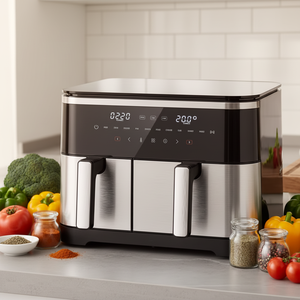 Nueva Freidora de Aire <span class=keywords><strong>El</strong></span>éctrica sin Aceite de 2000W-2800W con Doble Zona Integrada, Cestas Dobles de 11L, Pantalla Táctil LCD y Ahorro de Energía - Product Image 1