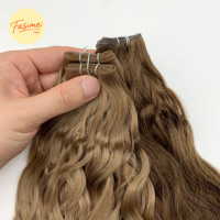 Cheveux vierges européens de haute qualité, certifiés RoHS ISO, double trame, pour fixation par micro-anneaux, retour facile.