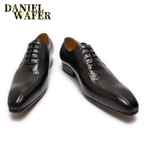 Chaussures de bureau Oxford sur mesure exquises pour hommes, bout pointu en cuir de vachette, hauteur accrue, design de laçage luxueux - Product Image 1