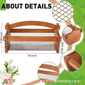 Wooden Flower Box With Mesh Base For Balcony Garden <b>Planting</b> Outdoor Decor - Product Image 4