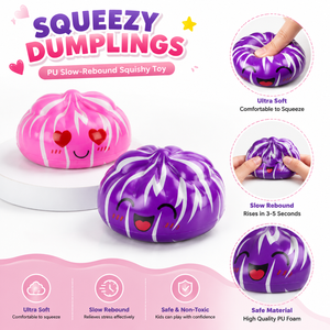 Jouets Squishy en PU à Remontée Lente de Haute Qualité, en Gros, en Forme de Petits Pains et Raviolis Rayés Colorés, Jouets à Presser pour Enfants - Product Image 3
