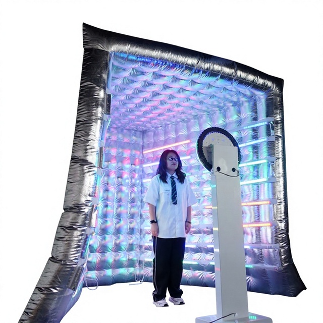 Outdoor LED Inflatable 360 Round Photo Booth Tent Backdrop Portable Enclosure CE Certified Custom Logo