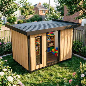 Cabane de jardin pour enfant préfabriquée, espace de jeu sécurisé, matériaux durables, installation rapide, utilisation en extérieur - Product Image 4