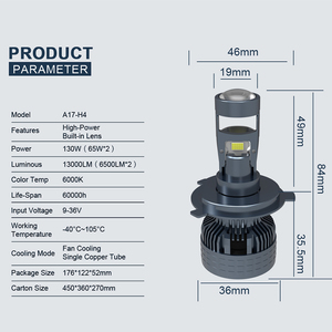 H11 LEDヘッドライトプロジェクターレンズH4高低ビームH7 65w自動照明LEDヘッドライトランプ - Product Image 6