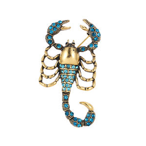 Broches Scorpion en Cristal Bleu Brillant Weiman, Luxe, Mode Féminine, Alliage Plaqué Or, Broche Personnalisée, Designer - Product Image 1