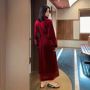 Albornoz kimono <span class=keywords><strong>de</strong></span> color liso para mujer, bata <span class=keywords><strong>de</strong></span> terciopelo a la moda, <span class=keywords><strong>pijamas</strong></span> <span class=keywords><strong>de</strong></span> <span class=keywords><strong>Navidad</strong></span>, novedad <span class=keywords><strong>de</strong></span> <span class=keywords><strong>2022</strong></span> - Product Image 3
