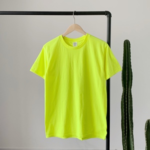 Custom logo Wholesale 50% Cotton 50% Polyester 190 Gsm Unisex Fluorescent <strong>Neon</strong> Yellow pink Color Blank <strong>t</strong> <strong>Shirts</strong> for Printing - Product Image 2